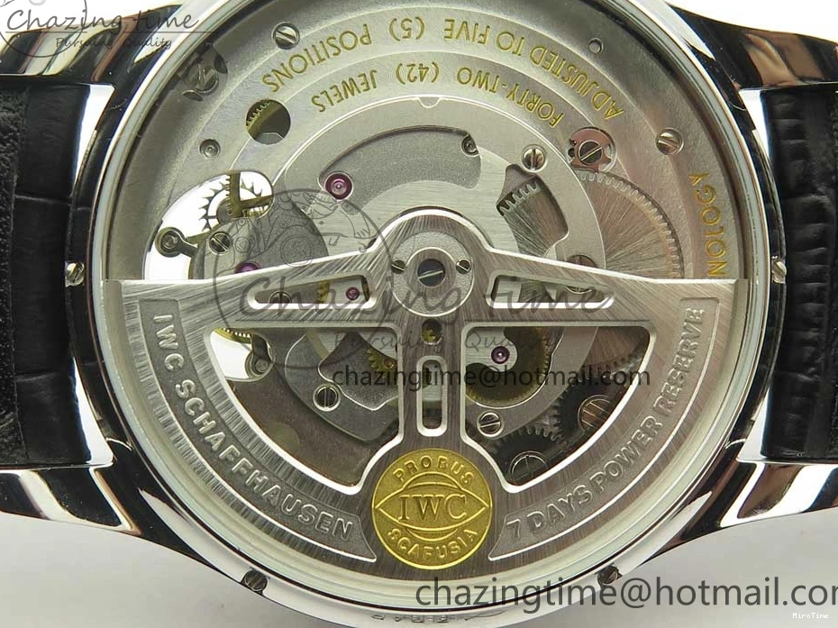 MIROTIME 0227 Sporty Portuguese Tourbillon IW504602 SS ZF Best Edition Blue Dial on Black Leather Strap 7175